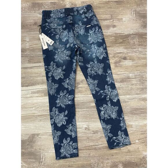 Juicy Couture Floral Laguna Jeans Drawstring Elastic Waist Stretchy Women’s Sz 2 - Picture 7 of 9